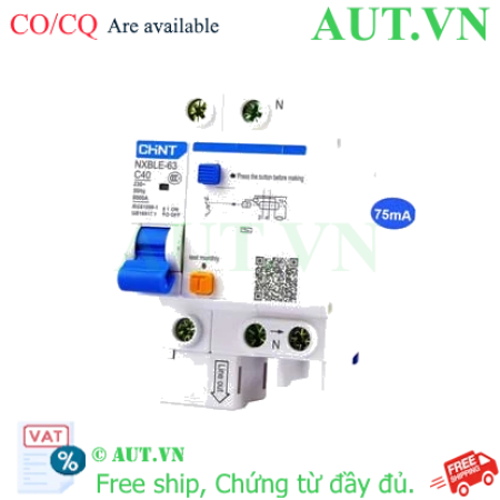Ảnh của Cầu dao chống rò RCBO CHINT NXBLE-63 1P+N C40 75mA 6kA 