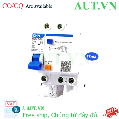 Ảnh của Cầu dao chống rò RCBO CHINT NXBLE-63 1P+N C63 75mA 6kA 