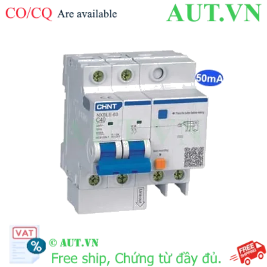 Ảnh của Cầu dao chống rò RCBO CHINT NXBLE-63 2P C40 50mA 6kA 