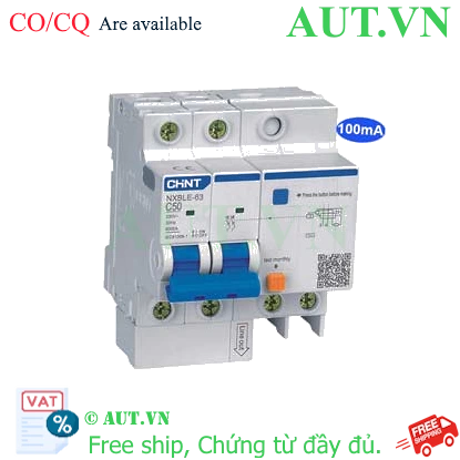 Ảnh của Cầu dao chống rò RCBO CHINT NXBLE-63 2P C50 100mA 6kA 