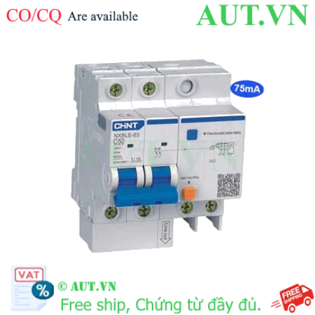 Ảnh của Cầu dao chống rò RCBO CHINT NXBLE-63 2P C50 75mA 6kA 