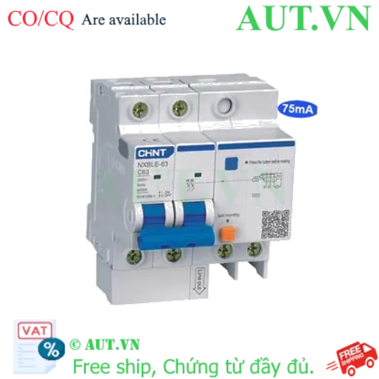 Ảnh của Cầu dao chống rò RCBO CHINT NXBLE-63 2P C63 75mA 6kA 