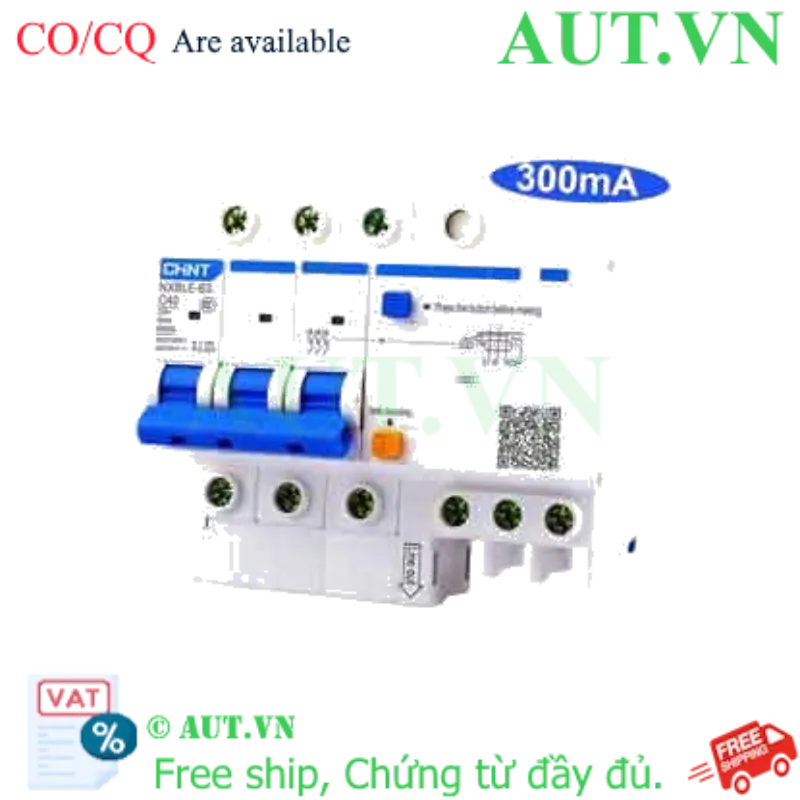 Ảnh của Cầu dao chống rò RCBO CHINT NXBLE-63 3P C40 300mA 6kA 