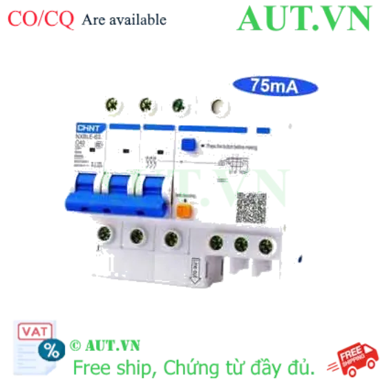 Ảnh của Cầu dao chống rò RCBO CHINT NXBLE-63 3P C40 75mA 6kA 