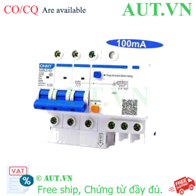 Ảnh của Cầu dao chống rò RCBO CHINT NXBLE-63 3P C50 100mA 6kA 