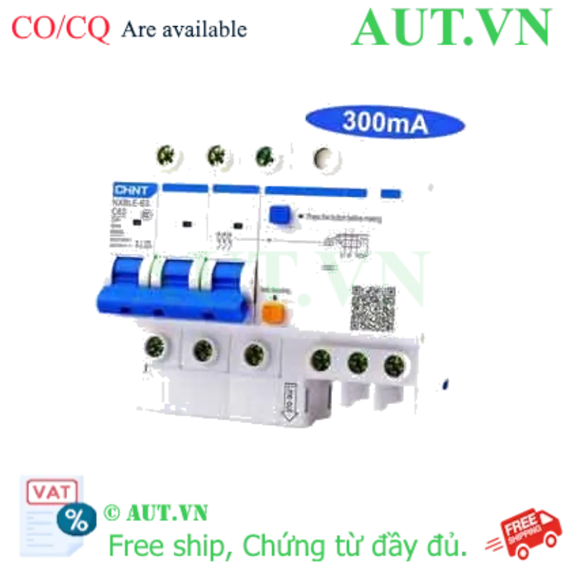 Ảnh của Cầu dao chống rò RCBO CHINT NXBLE-63 3P C63 300mA 6kA 