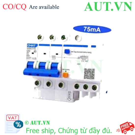 Ảnh của Cầu dao chống rò RCBO CHINT NXBLE-63 3P C63 75mA 6kA 