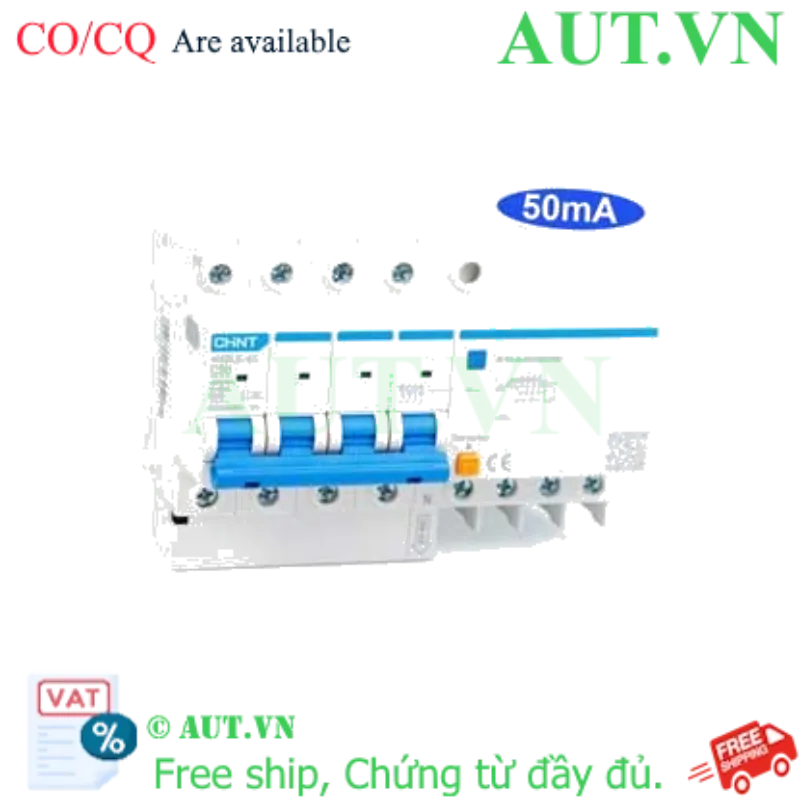 Ảnh của Cầu dao chống rò RCBO CHINT NXBLE-63 4P C50 50mA 6kA 