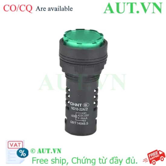 Ảnh của Đèn báo CHINT ND16-22A/2 220V GRN phi 22