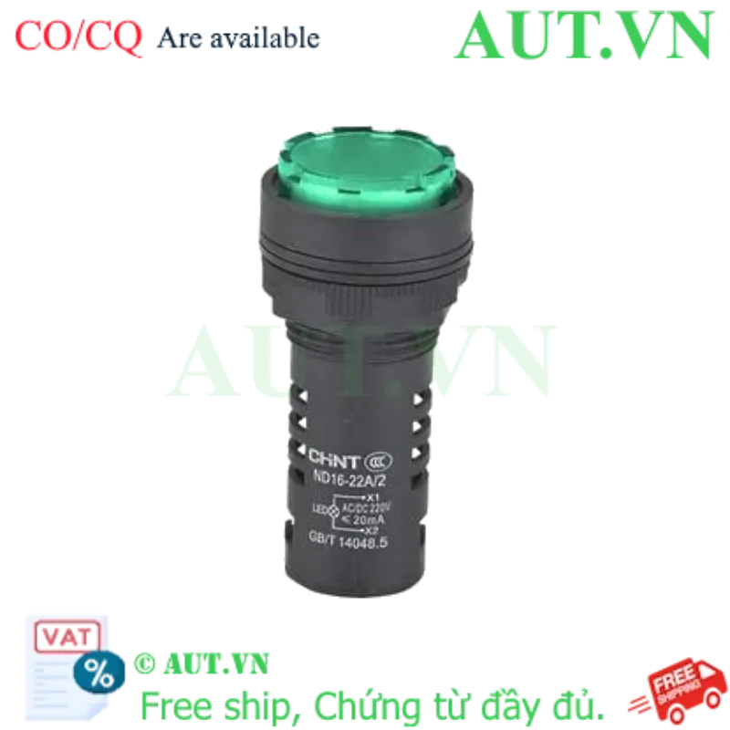 Ảnh của Đèn báo CHINT ND16-22A/2 220V GRN phi 22