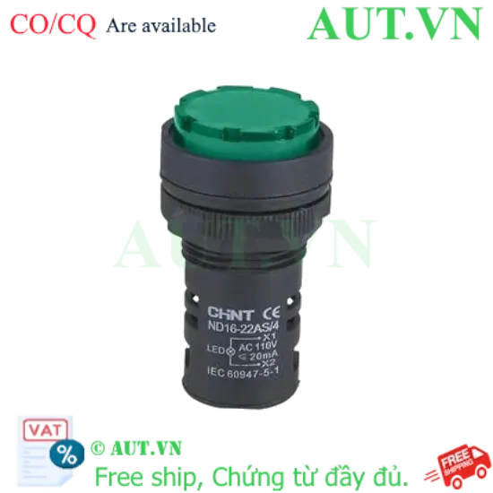 Ảnh của Đèn báo CHINT ND16-22AS/4 110V GRN phi 22