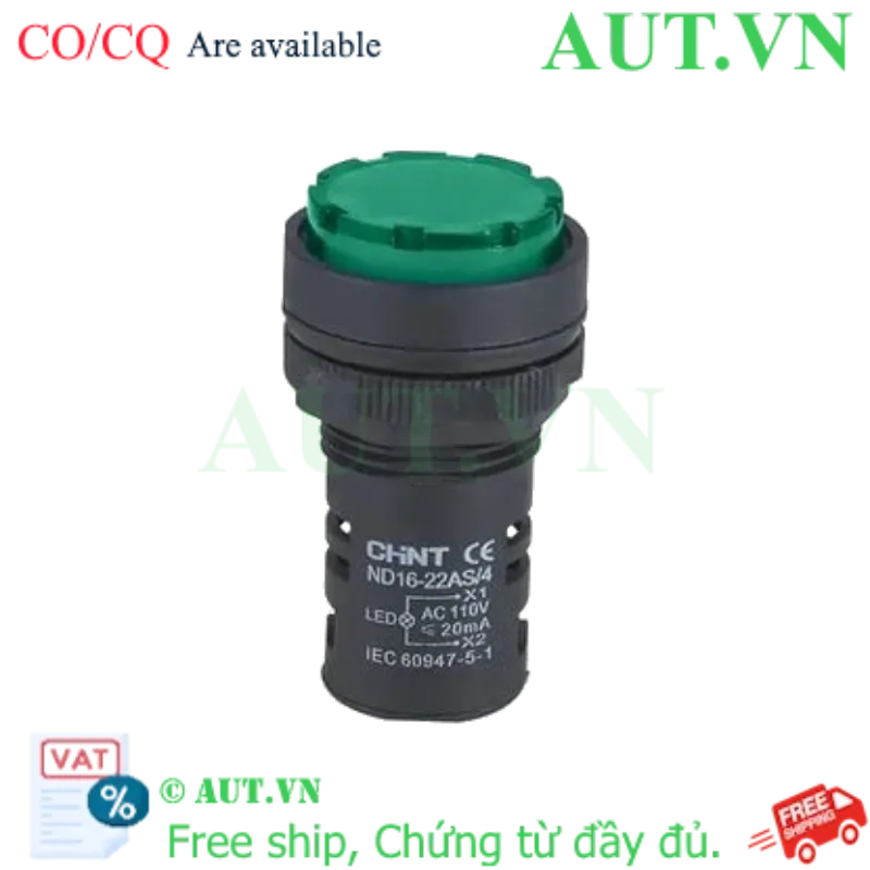 Ảnh của Đèn báo CHINT ND16-22AS/4 110V GRN phi 22