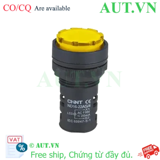 Ảnh của Đèn báo CHINT ND16-22AS/4 110V YEL phi 22