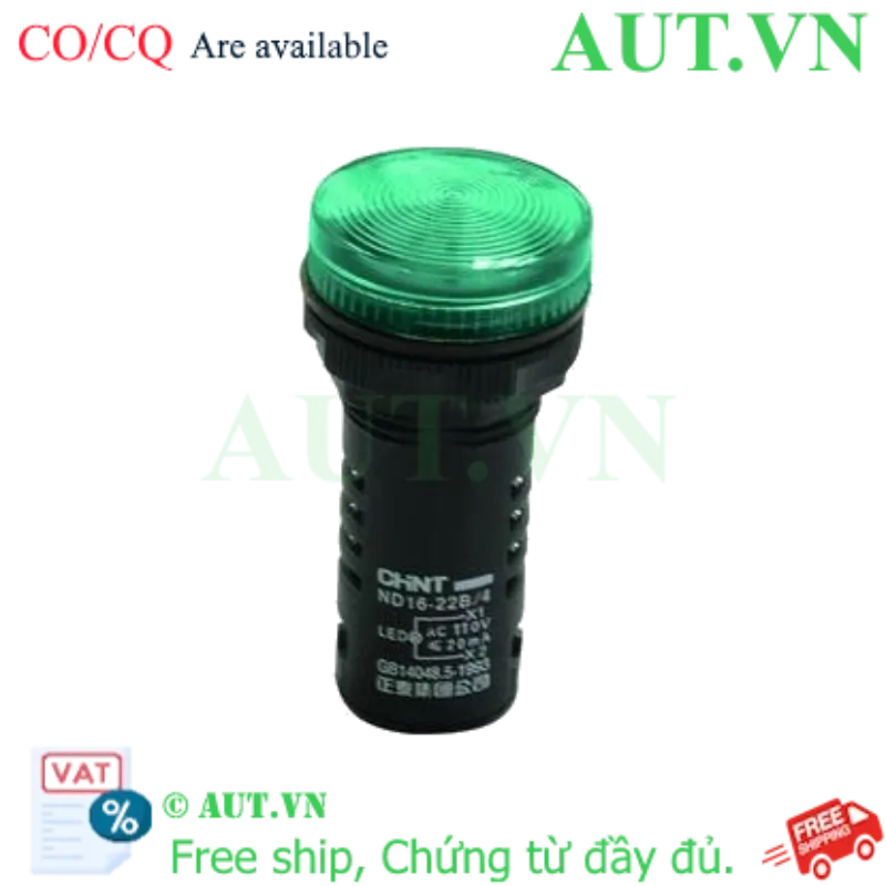 Ảnh của Đèn báo CHINT ND16-22B/4 110V GRN phi 22