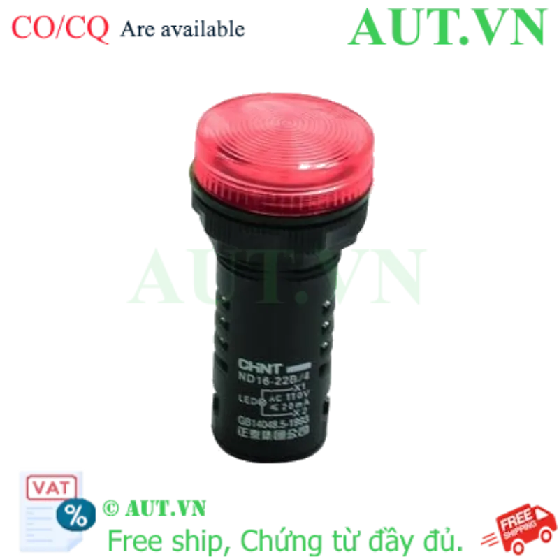 Ảnh của Đèn báo CHINT ND16-22B/4 110V RED phi 22