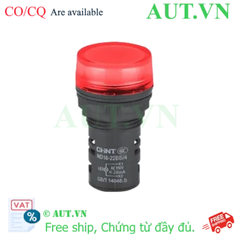 Ảnh của Đèn báo CHINT ND16-22BS/4 110V RED phi 22