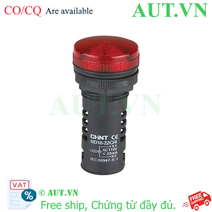 Ảnh của Đèn báo CHINT ND16-22C/4 110V RED phi 22
