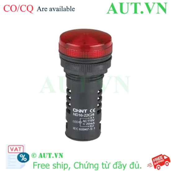 Ảnh của Đèn báo CHINT ND16-22C/4 110V RED phi 22