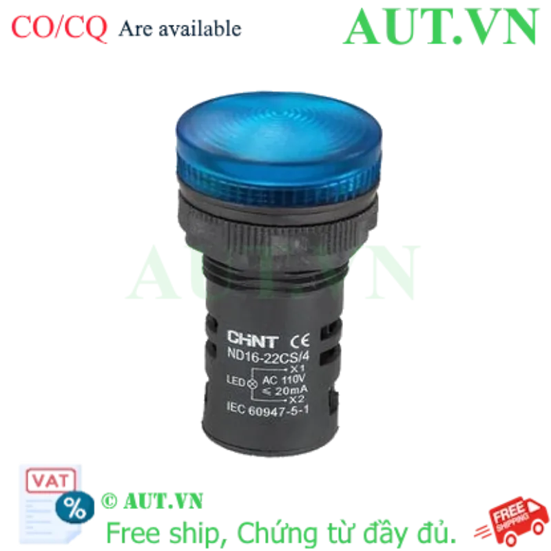 Ảnh của Đèn báo CHINT ND16-22CS/4 110V BLU phi 22