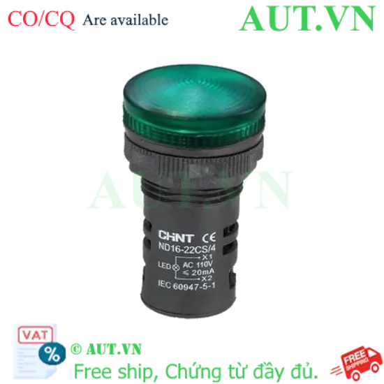 Ảnh của Đèn báo CHINT ND16-22CS/4 110V GRN phi 22