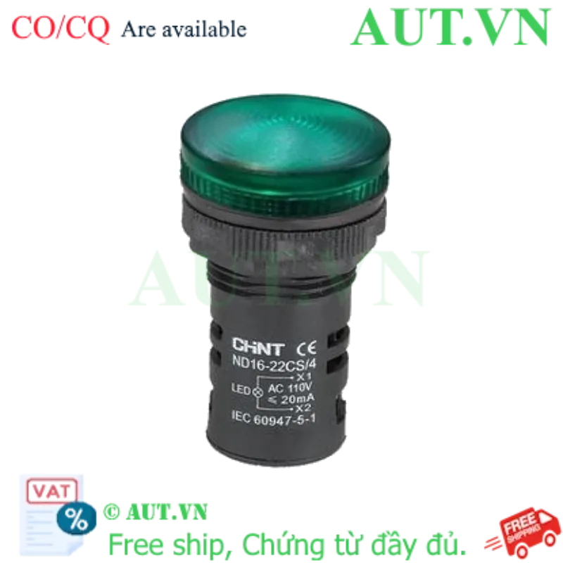 Ảnh của Đèn báo CHINT ND16-22CS/4 110V GRN phi 22
