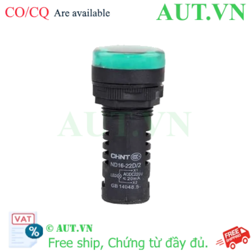 Ảnh của Đèn báo CHINT ND16-22D/2 220V GRN phi 22