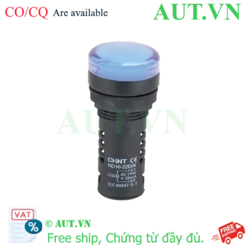 Ảnh của Đèn báo CHINT ND16-22D/4 110V BLU phi 22