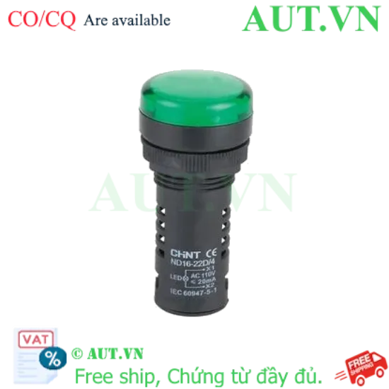 Ảnh của Đèn báo CHINT ND16-22D/4 110V GRN phi 22