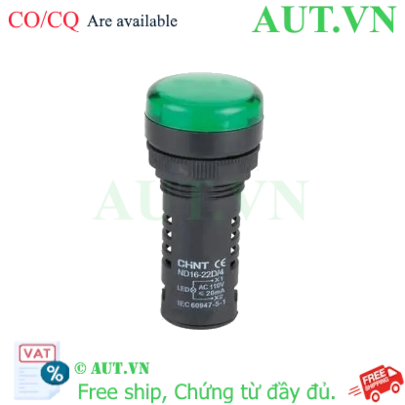 Ảnh của Đèn báo CHINT ND16-22D/4 110V GRN phi 22