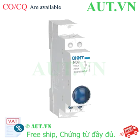 Ảnh của Đèn Báo LED Module CHINT ND9-1/B 24V (Màu Xanh) - Lắp Thanh Ray DIN