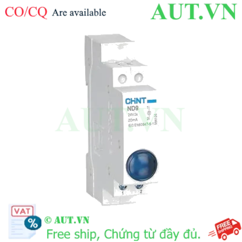 Ảnh của Đèn Báo LED Module CHINT ND9-1/B 24V (Màu Xanh) - Lắp Thanh Ray DIN