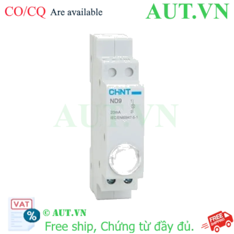 Ảnh của Đèn Báo Gắn Thanh Ray CHINT ND9-1/W 110V (LED Trắng, Module DIN Rail)