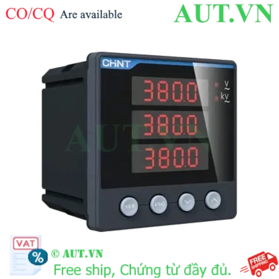 Ảnh của Đồng hồ đo điện áp 3 pha kỹ thuật số CHINT PZ666-4S 3×450V 