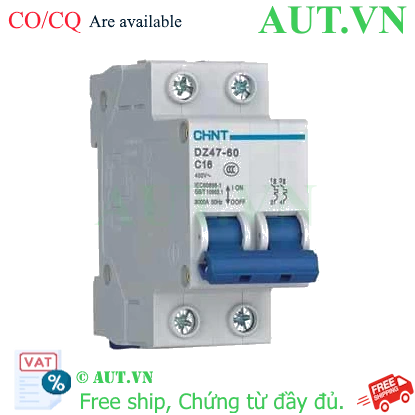 Ảnh của MCB 2 pha CHINT DZ47-60 C16-2P-3kA - 2P, 16A, 400VAC