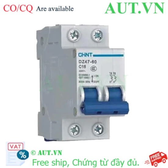 Ảnh của MCB 2 pha CHINT DZ47-60 C16-2P-3kA - 2P, 16A, 400VAC