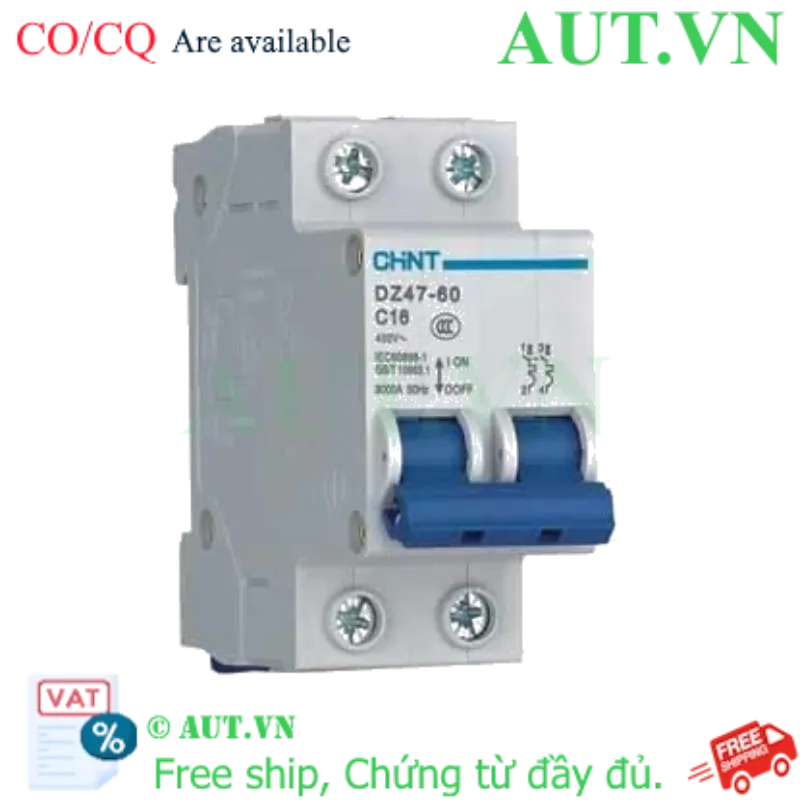 Ảnh của MCB 2 pha CHINT DZ47-60 C16-2P-3kA - 2P, 16A, 400VAC