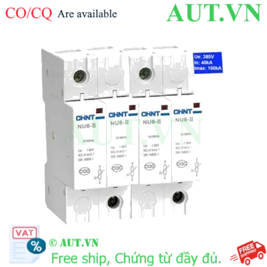 Ảnh của Thiết bị chống sét CHINT NU6-II 100kA/385V 2P 