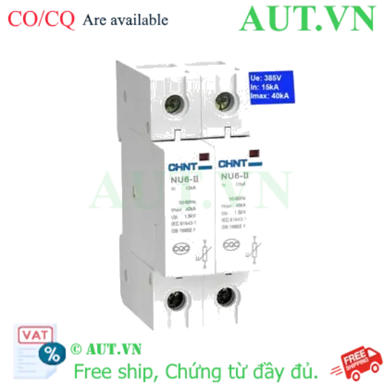 Ảnh của Thiết bị chống sét CHINT NU6-II 40kA/385V 2P 