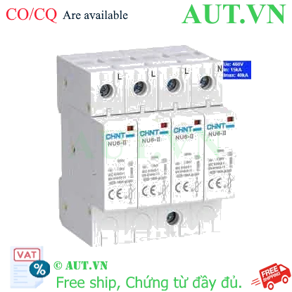 Ảnh của Thiết bị chống sét CHINT NU6-II 40kA/460V 4P 