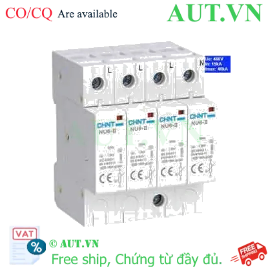 Ảnh của Thiết bị chống sét CHINT NU6-II 40kA/460V 4P 