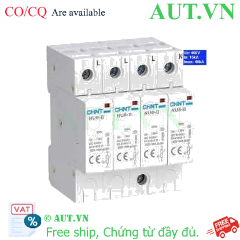 Ảnh của Thiết bị chống sét CHINT NU6-II 40kA/460V 4P 