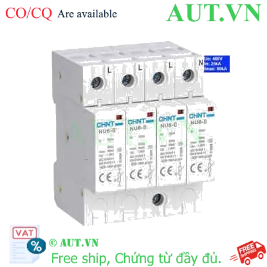 Ảnh của Thiết bị chống sét CHINT NU6-II 60kA/460V 4P 