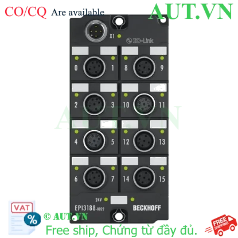 Ảnh của EPI3188-0022 | IO-Link box, 8-channel analog input, multi-function, ±10 V, 0/4…20 mA, 16 bit, single-ended, M12