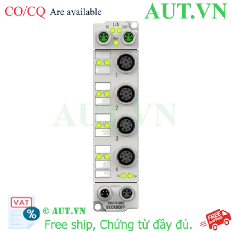 Ảnh của ER4174-0002 | EtherCAT Box, 4-channel analog output, multi-function, ±10 V, 0/4…20 mA, 16 bit, differential, M12, zinc die-cast