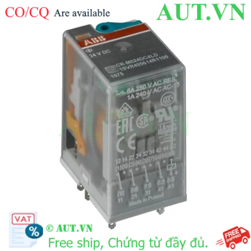 Ảnh của 1SVR405612R8100 – Rơ le trung gian ABB 110VDC 10A 3CO-LED (CR-M110DC3L)