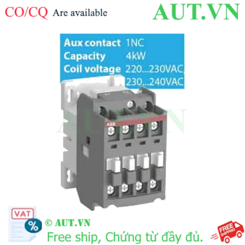 Ảnh của Khởi động từ ABB AX09-30-01-80 | 22A - 4kW - Cuộn hút 220-240VAC | Chính hãng AUT VN