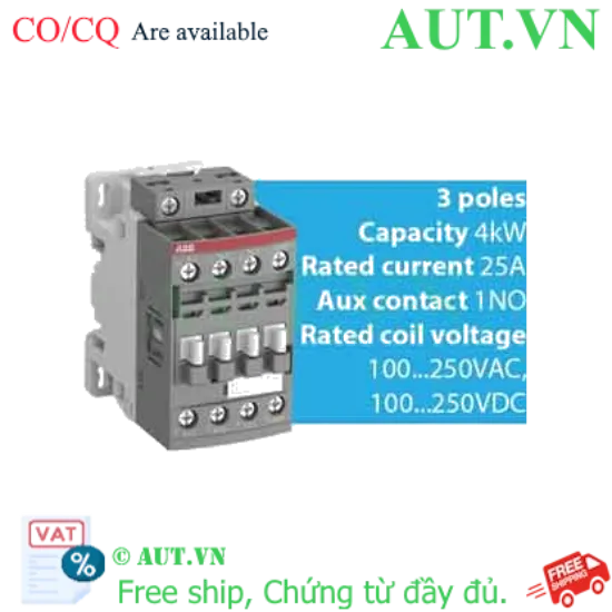 Ảnh của Khởi động từ 3 cực AC/DC 4...18.5kW ABB 1SBL137001R1310 (AF09-30-10-13) 