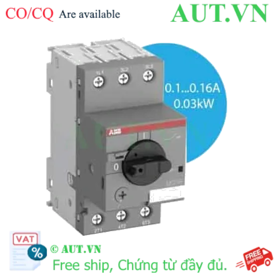 Ảnh của CB Bảo Vệ Động Cơ ABB MS116-0.16 (1SAM250000R1001) | 0.1-0.16A, Ngắt 100kA, Chính Hãng AUT VN