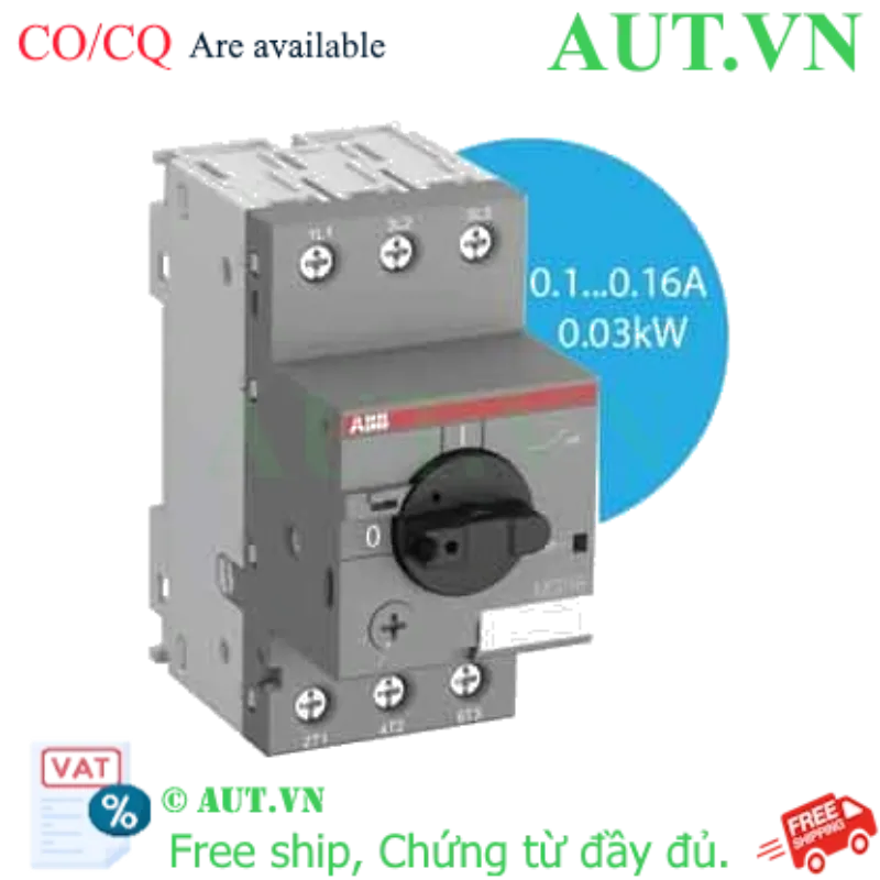 Ảnh của CB Bảo Vệ Động Cơ ABB MS116-0.16 (0.1-0.16A) | Ngắt 100kA, Chống Quá Tải & Mất Pha - AUT VN