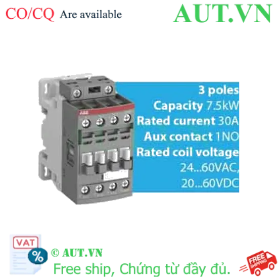 Ảnh của Contactor ABB AF16-30-10-11 | 7.5kW, Đa Áp 24-60V AC/DC, Siêu Tiết Kiệm Điện - AUT VN